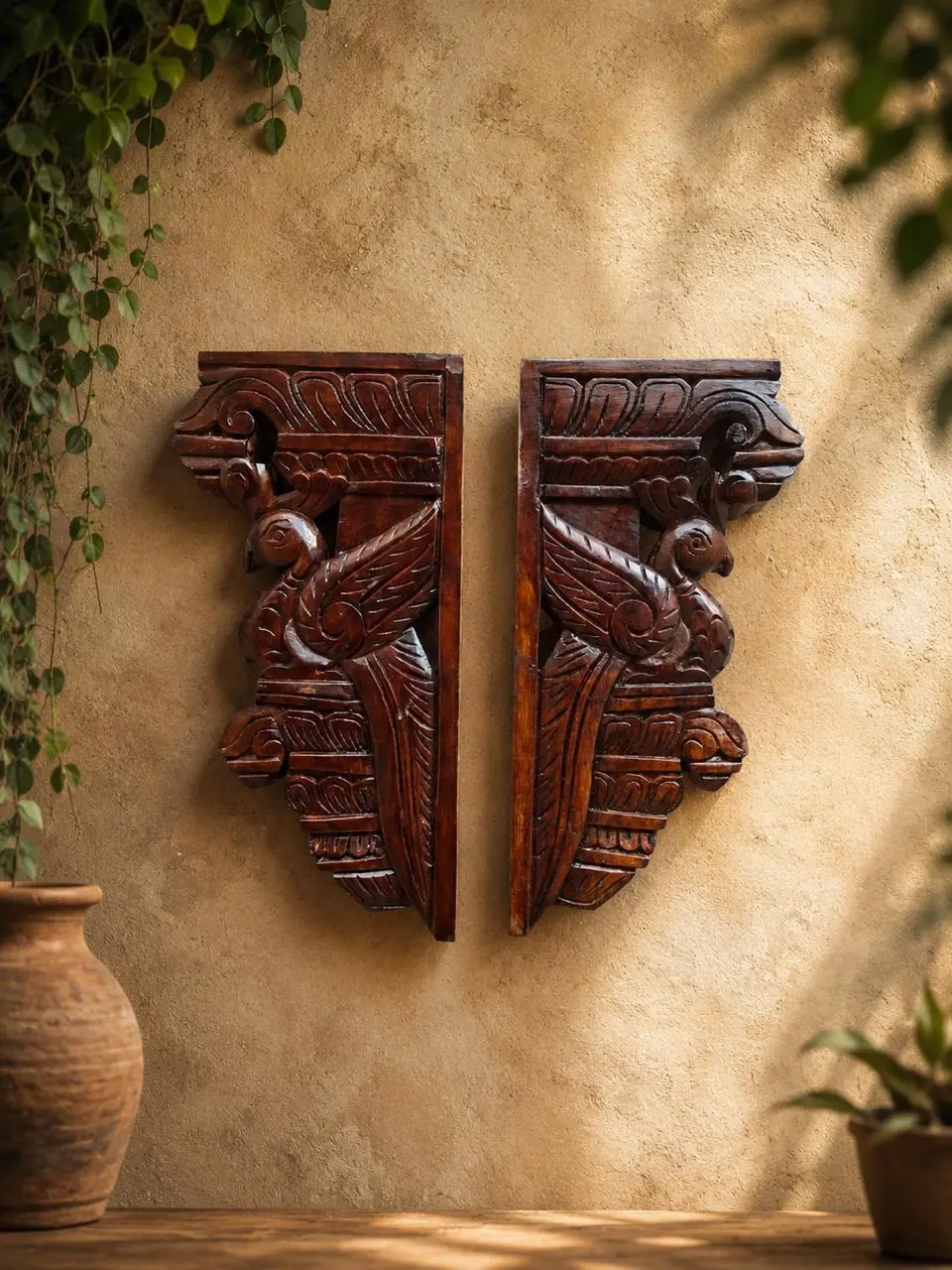 Wooden Peacock Bracket